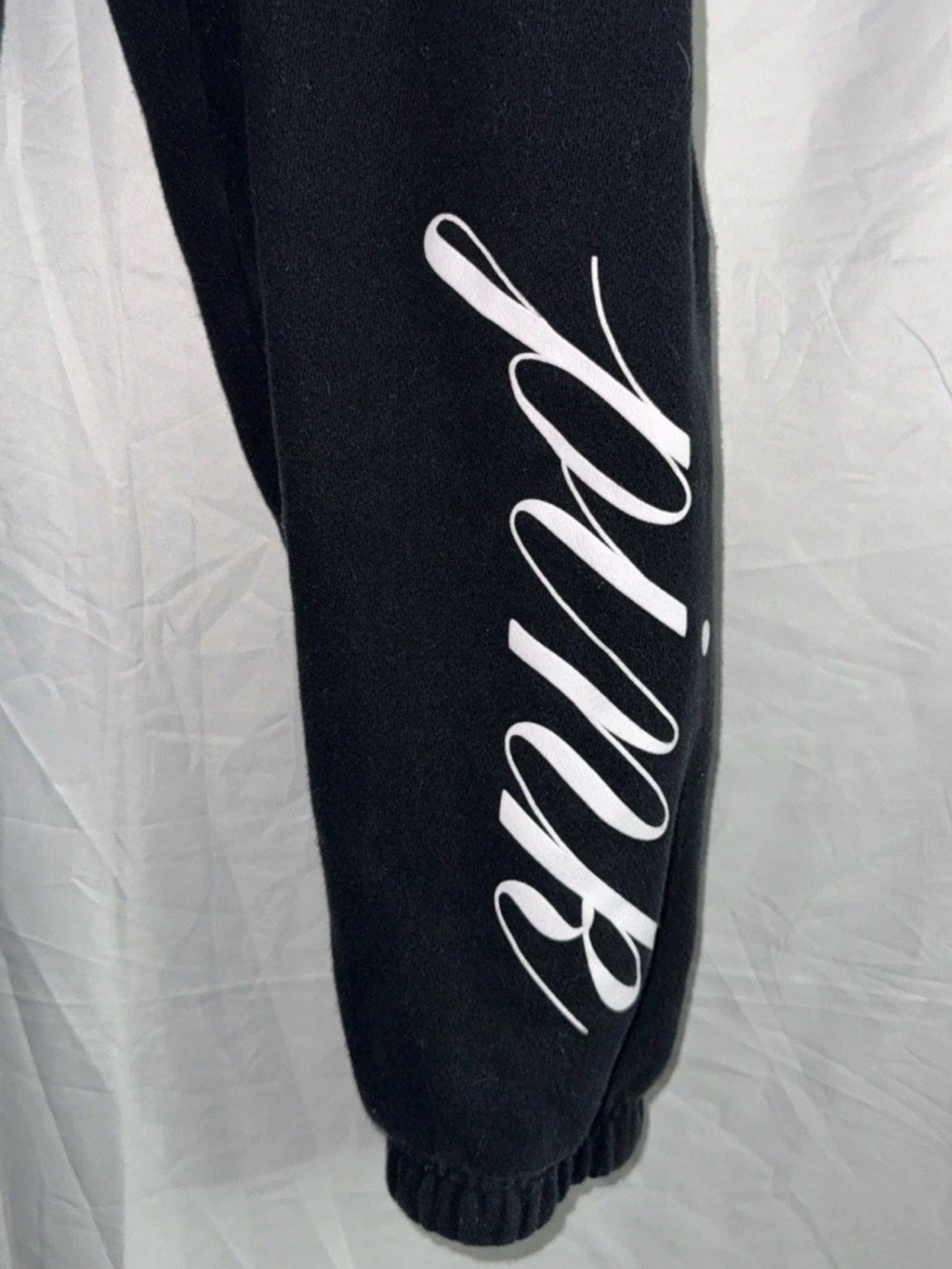 PINK Victoria's Secret Black Sweatpants with White Side Script - Picture 2 of 2